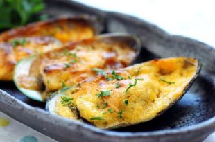 moules gratinées à l'ail