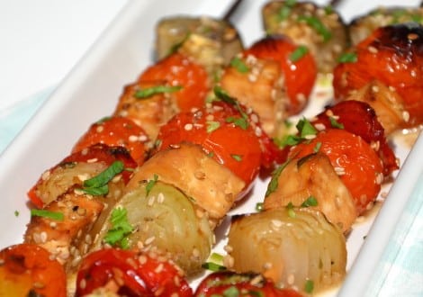 brochettes de légumes marinés