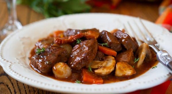 bœuf bourguignon aux champignons