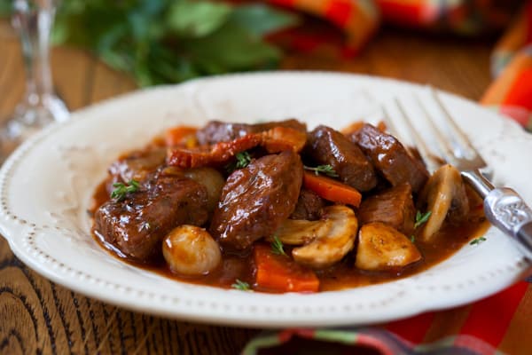 Bœuf bourguignon aux champignons