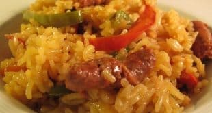 riz au merguez et petit pois