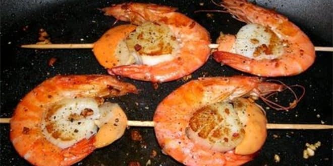 brochettes de gambas
