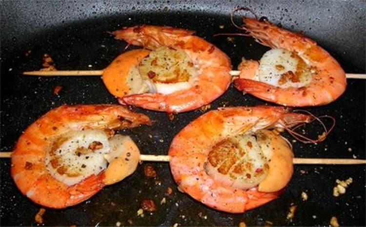 brochettes de gambas